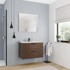 Ceramia 80 cm, meuble de salle de bain assemblé, couleur chêne (-4DW80)* Meuble Sous-Vasque