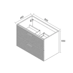 Ceramia 80 cm, meuble de salle de bain assemblé, couleur chêne (-4DW80)* Meuble Sous-Vasque