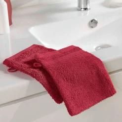 Douceur D'Intérieur 2 gants de toilette 15 x 21 cm eponge unie tendresse Rubis