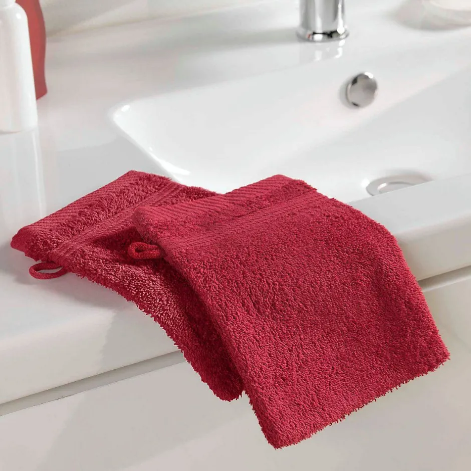 Douceur D'Intérieur 2 gants de toilette 15 x 21 cm eponge unie tendresse Rubis