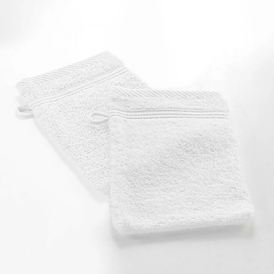 Douceur D'Intérieur 2 gants de toilette 15 x 21 cm eponge unie tendresse Blanc