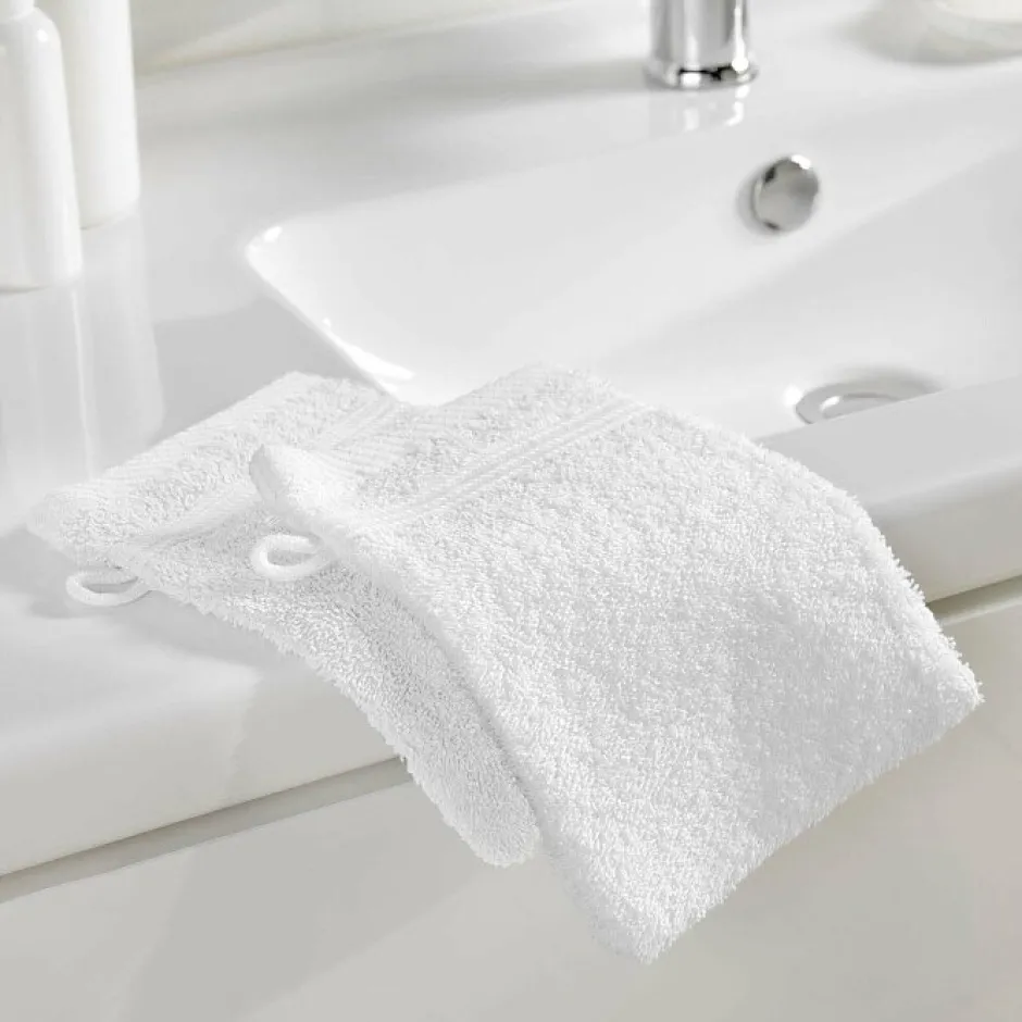 Douceur D'Intérieur 2 gants de toilette 15 x 21 cm eponge unie tendresse Blanc