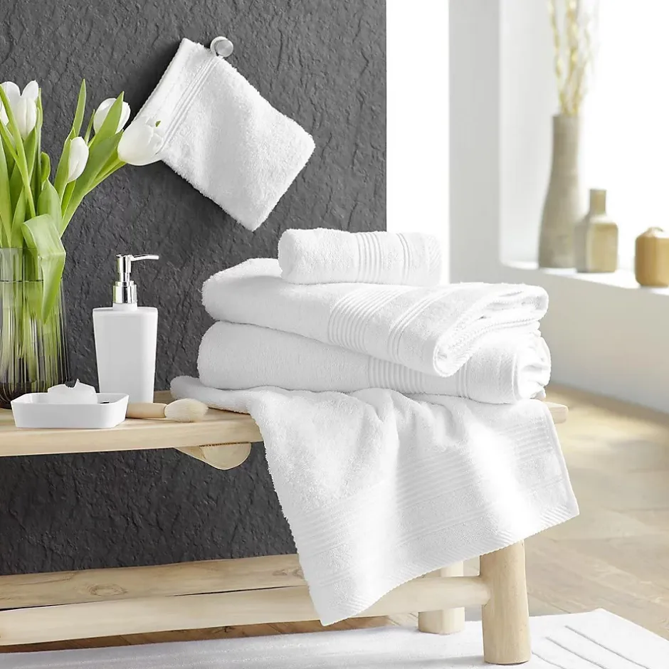 Douceur D'Intérieur 2 gants de toilette 15 x 21 cm eponge unie tendresse Blanc
