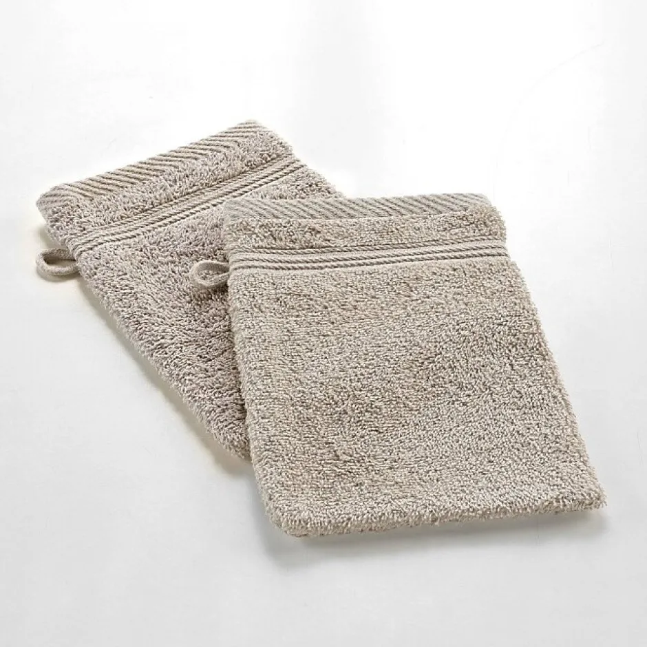 Douceur D'Intérieur 2 gants de toilette 15 x 21 cm eponge unie tendresse Taupe* Serviette De Toilette