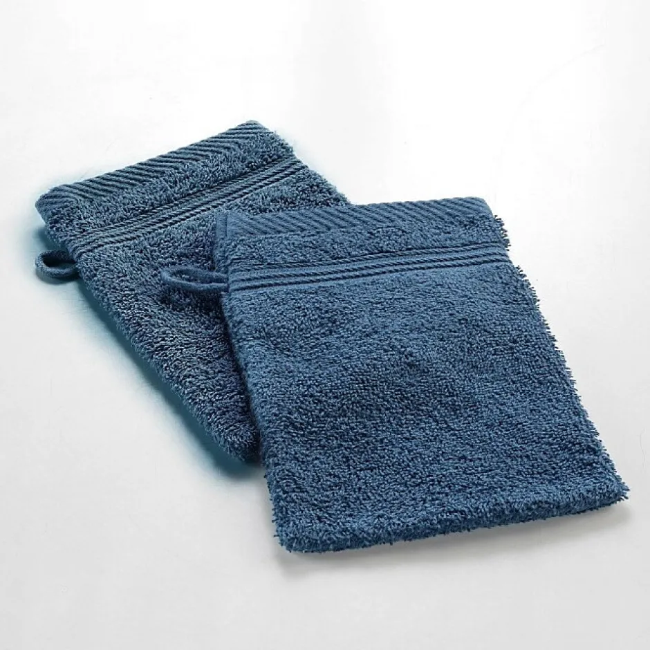 Douceur D'Intérieur 2 gants de toilette 15 x 21 cm eponge unie tendresse Saphir* Serviette De Toilette