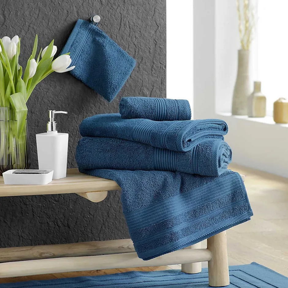 Douceur D'Intérieur 2 gants de toilette 15 x 21 cm eponge unie tendresse Saphir* Serviette De Toilette