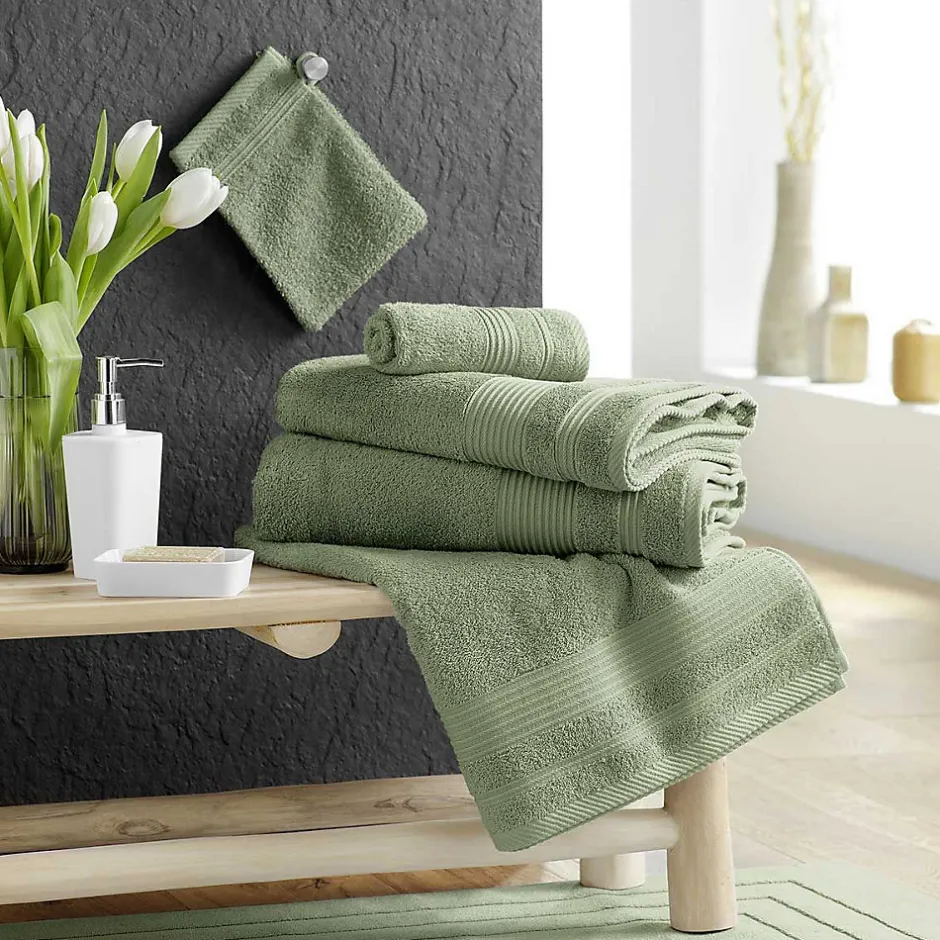 Douceur D'Intérieur 2 gants de toilette 15 x 21 cm eponge unie tendresse Fougere