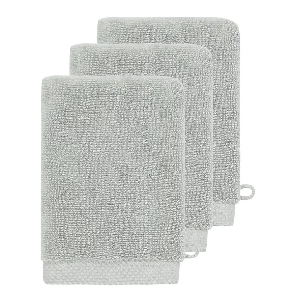 Sensei Maison 3 gants de toilette Zéro Twist 560 g/m² Gris Perle 16x22 cm SENSOFT* Gant De Toilette