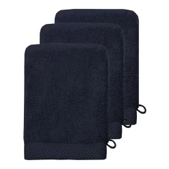 Sensei Maison 3 gants de toilette Zéro Twist 560 g/m² Bleu Nuit 16x22 cm SENSOFT