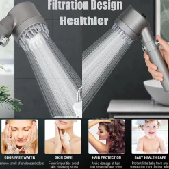Deko 3 modes réglables, pommeau de douche massant anticalcaire avec fonction d'arrêt, pommeau de douche d'hydrothérapie