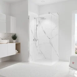 Schulte 2 panneaux muraux de salle de bains l.100+100 x H.210 cm, effet marbre de Carrare, DécoDesign