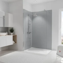 Schulte 2 panneaux muraux de salle de bains l.90+120 x H.210 cm, gris argenté brillant, DécoDesign* Panneau Mural De Salle De Bains
