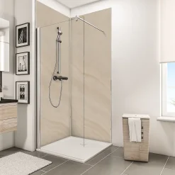 Schulte 2 panneaux muraux salle de bains l.100 x H.210 cm, effet pierre arcose, DécoDesign Décor