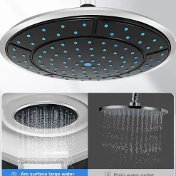 Deko 1 pièce 24.5cm en plastique rond précipitation alimentée salle de douche haut douche toit buse cabine accessoires* Pommeau De Douche, Flexible Et Barre De Douche