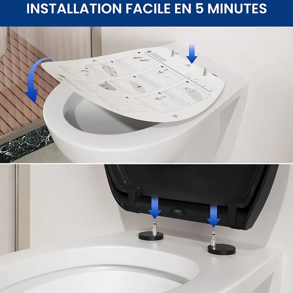 Cecipa Max Abattant de WC avec Système d'abaissement Automatique et Bouton-poussoir Mono-touche, en Forme de O, Abattant WC* Abattant Wc