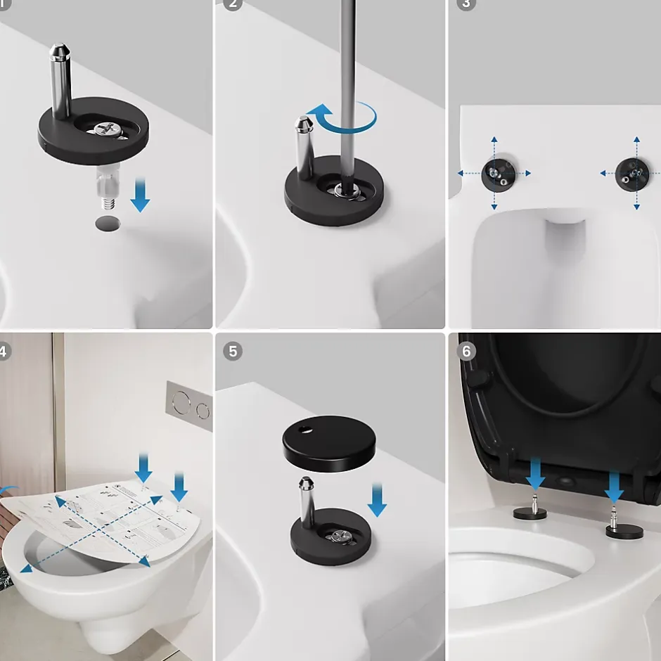 Cecipa Max Abattant de WC avec Système d'abaissement Automatique et Bouton-poussoir Mono-touche, en Forme de O, Abattant WC* Abattant Wc