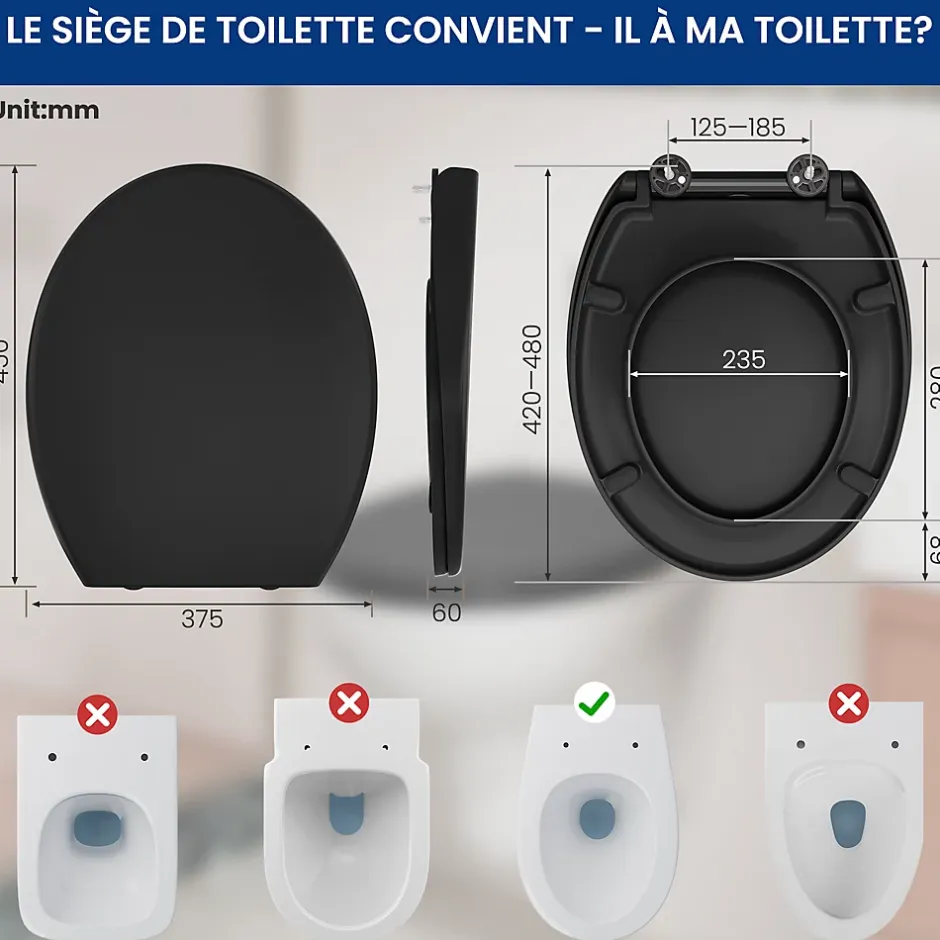 Cecipa Max Abattant de WC avec Système d'abaissement Automatique et Bouton-poussoir Mono-touche, en Forme de O, Abattant WC* Abattant Wc