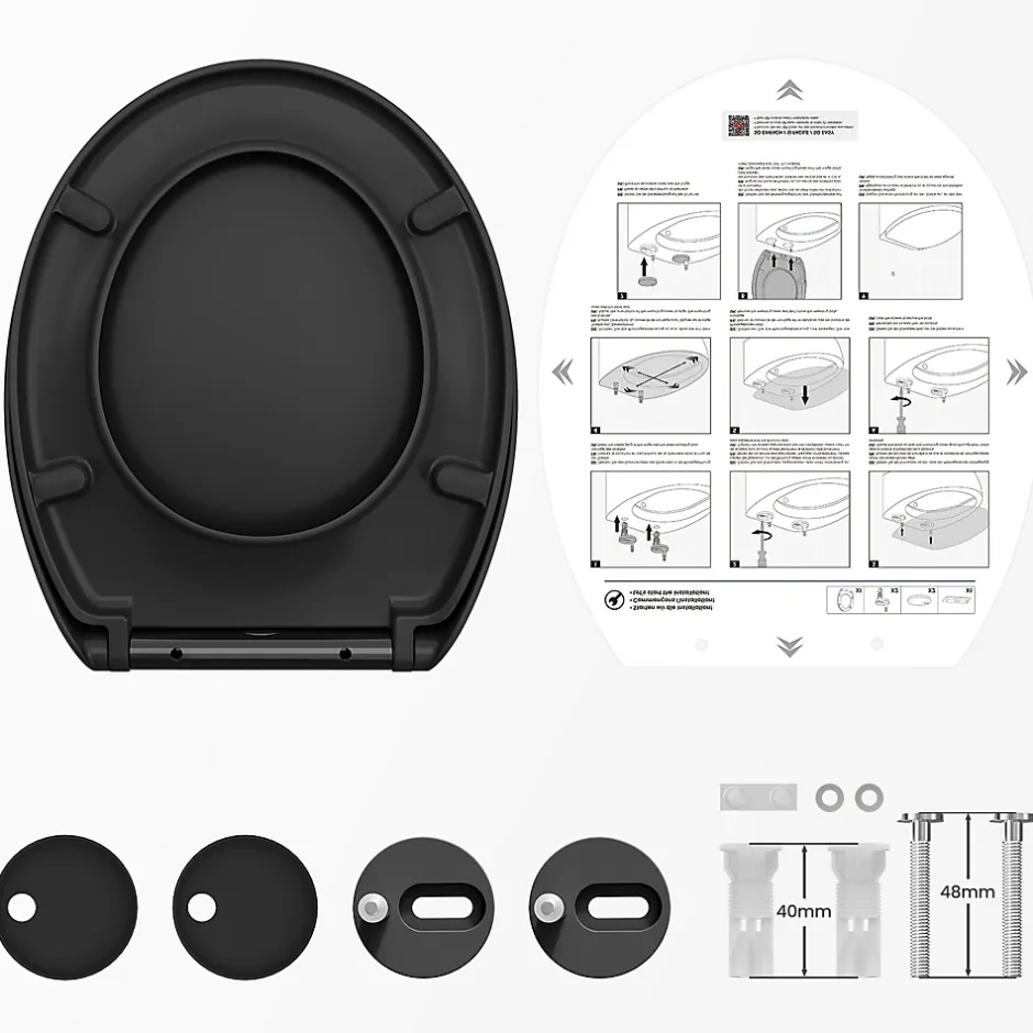 Cecipa Max Abattant de WC avec Système d'abaissement Automatique et Bouton-poussoir Mono-touche, en Forme de O, Abattant WC* Abattant Wc