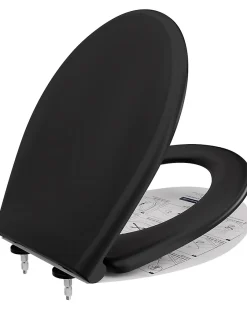 Anycée Max Abattant de WC avec Système d'abaissement Automatique, ANYCEE MAX Couvercle de Toilette en Duroplast, en Forme O, Noir* Abattant Wc