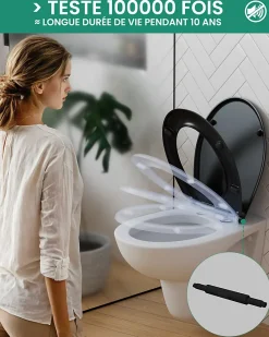 Anycée Max Abattant de WC avec Système d'abaissement Automatique, ANYCEE MAX Couvercle de Toilette en Duroplast, en Forme O, Noir* Abattant Wc