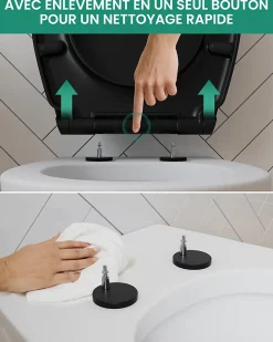 Anycée Max Abattant de WC avec Système d'abaissement Automatique, ANYCEE MAX Couvercle de Toilette en Duroplast, en Forme O, Noir* Abattant Wc
