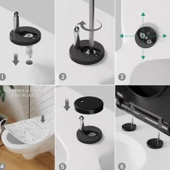 Anycée Max Abattant de WC avec Système d'abaissement Automatique, ANYCEE MAX Couvercle de Toilette en Duroplast, en Forme O, Noir* Abattant Wc
