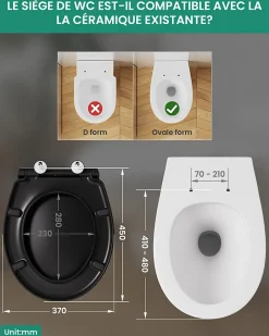 Anycée Max Abattant de WC avec Système d'abaissement Automatique, ANYCEE MAX Couvercle de Toilette en Duroplast, en Forme O, Noir* Abattant Wc