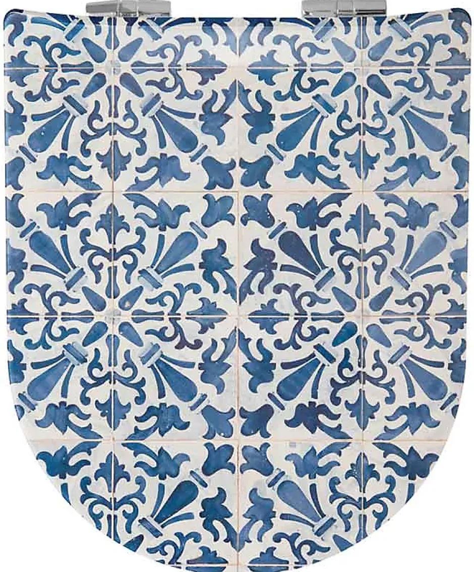 Olfa Abattant Double Déclipsable Motif "Azulejos " (47x36.5 cm - Bleu brillant)