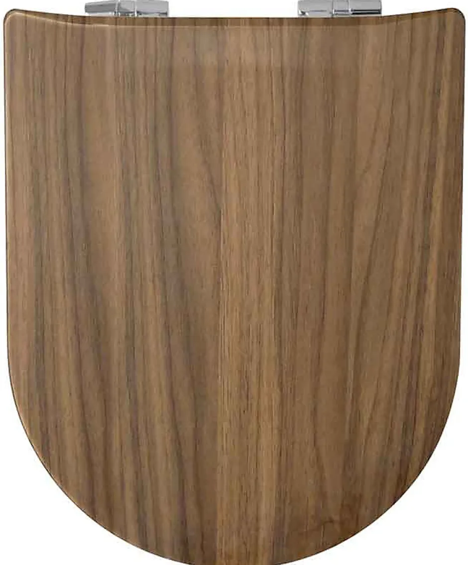 Olfa Abattant Double Descente Assistée "Bois de Noyer" (47x36.5 cm - Marron Clair)
