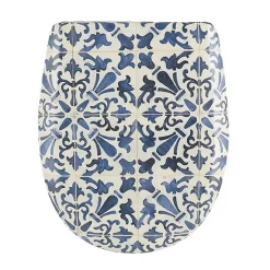 Olfa Abattant easy clip avec descente assistée au style azuleros (49.5x38 cm - Bleu azur)* Abattant Wc