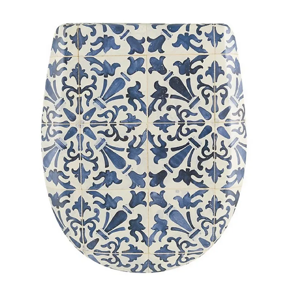 Olfa Abattant easy clip avec descente assistée au style azuleros (49.5x38 cm - Bleu azur)* Abattant Wc