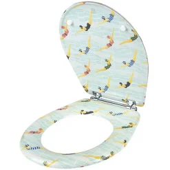 Olfa Abattant wood slim double déclipsable "Les Nageuses" (48x36.5 cm - Blanc)