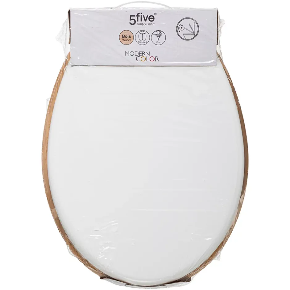 5Five Abattant WC à fermeture silencieuse blanc et aspect bois, Modern* Abattant Wc