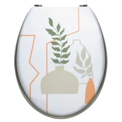 MSV Abattant WC à motif style bohème abstrait, vert et terracotta, Kenzi* Abattant Wc