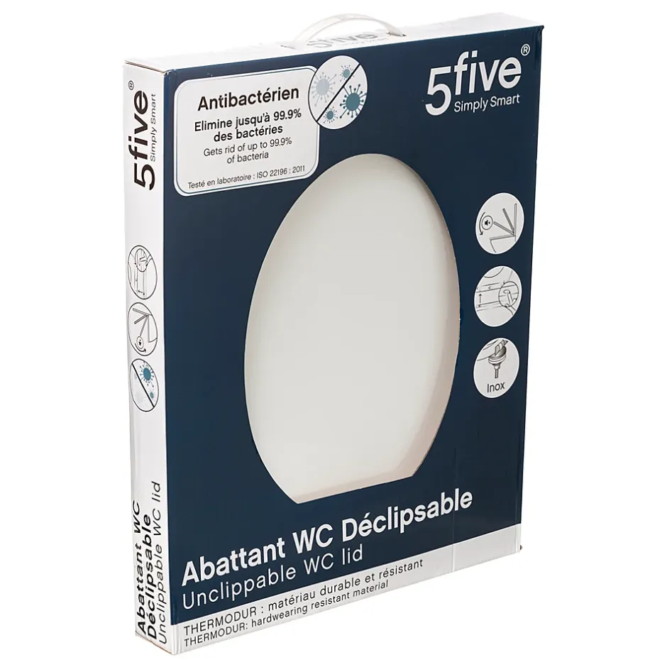 5Five Abattant WC antibactérien blanc à clipser avec frein de chute* Abattant Wc