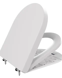 Anycée Max Abattant WC avec Système d'abaissement Automatique en Duroplast, ANYCEE MAX Couvercle de Toilette, en Forme de D