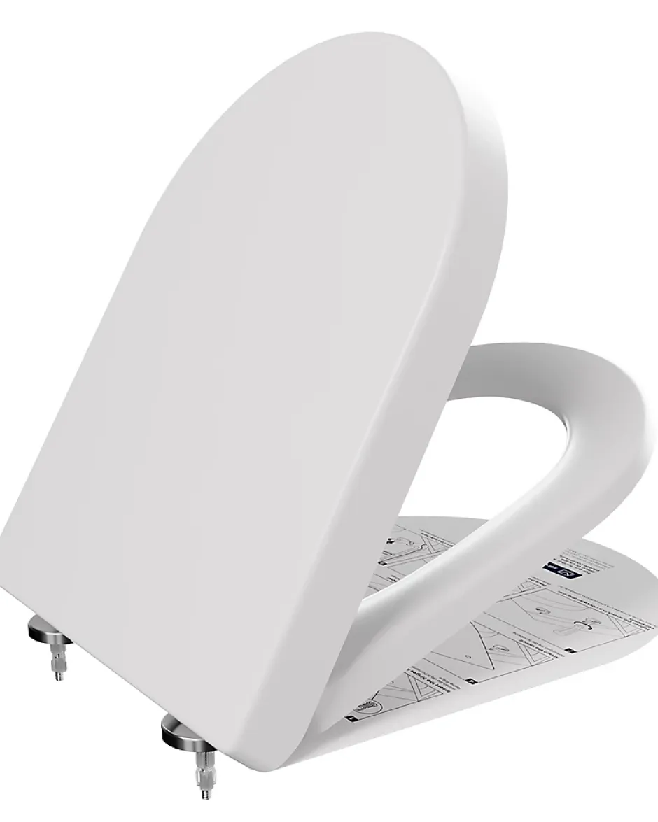 Anycée Max Abattant WC avec Système d'abaissement Automatique en Duroplast, ANYCEE MAX Couvercle de Toilette, en Forme de D