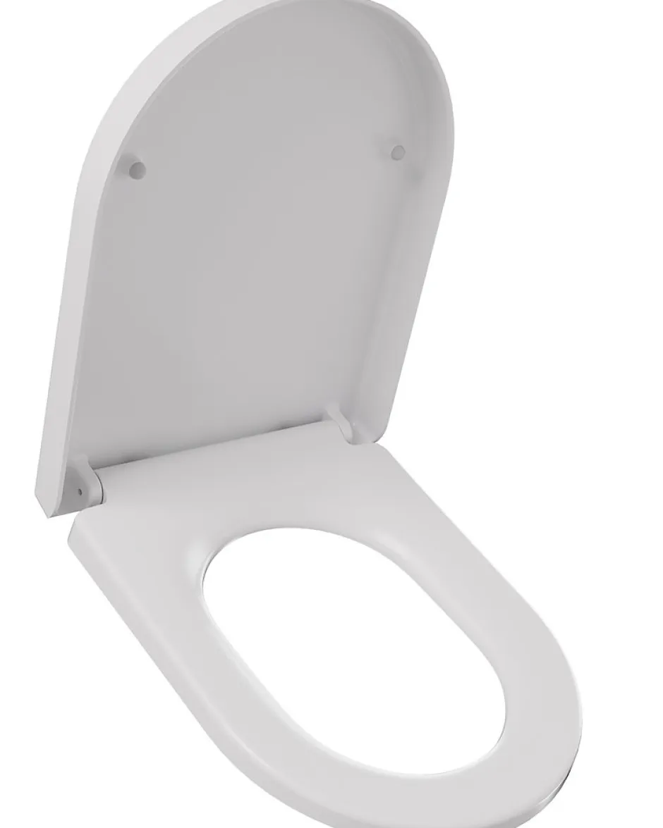 Anycée Max Abattant WC avec Système d'abaissement Automatique en Duroplast, ANYCEE MAX Couvercle de Toilette, en Forme de D