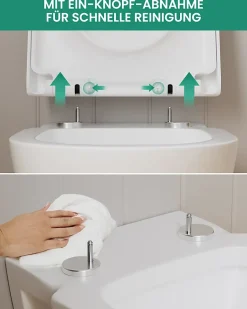 Anycée Max Abattant WC avec Système d'abaissement Automatique en Duroplast, ANYCEE MAX Couvercle de Toilette, en Forme de D