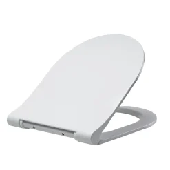 Planète Bain Abattant WC blanc de forme droite en duroplast antibactérien avec fermeture ralentie, réglable et déclipsable - Samara