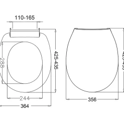 Planète Bain Abattant WC blanc de forme ovale en Polypropylène avec fixations réglables - NF - Océan* Abattant Wc