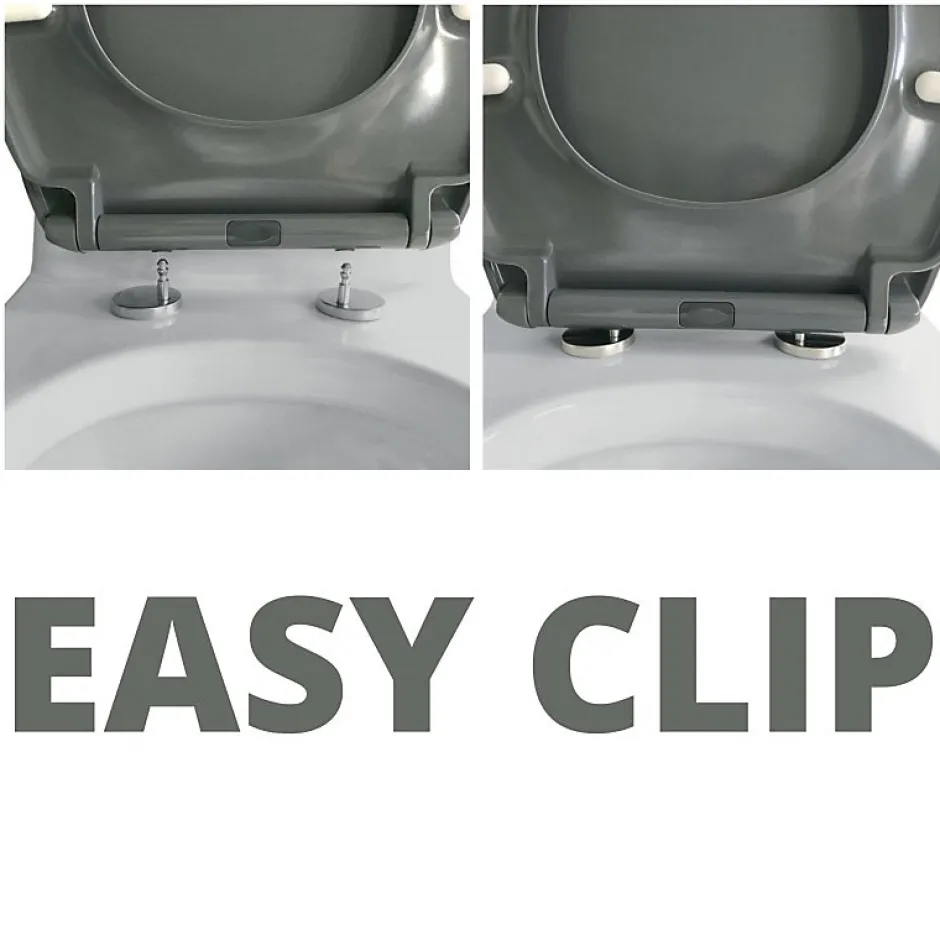 Spirella Abattant wc EASY CLIP Thermo Dur Gris Charnières Inox* Abattant Wc