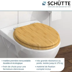 Schütte Abattant WC en Bambou massif BAMBOO avec frein de chute