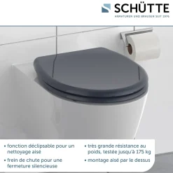 Schütte Abattant WC en duroplast ANTHRAZIT avec frein de chute Anthracite