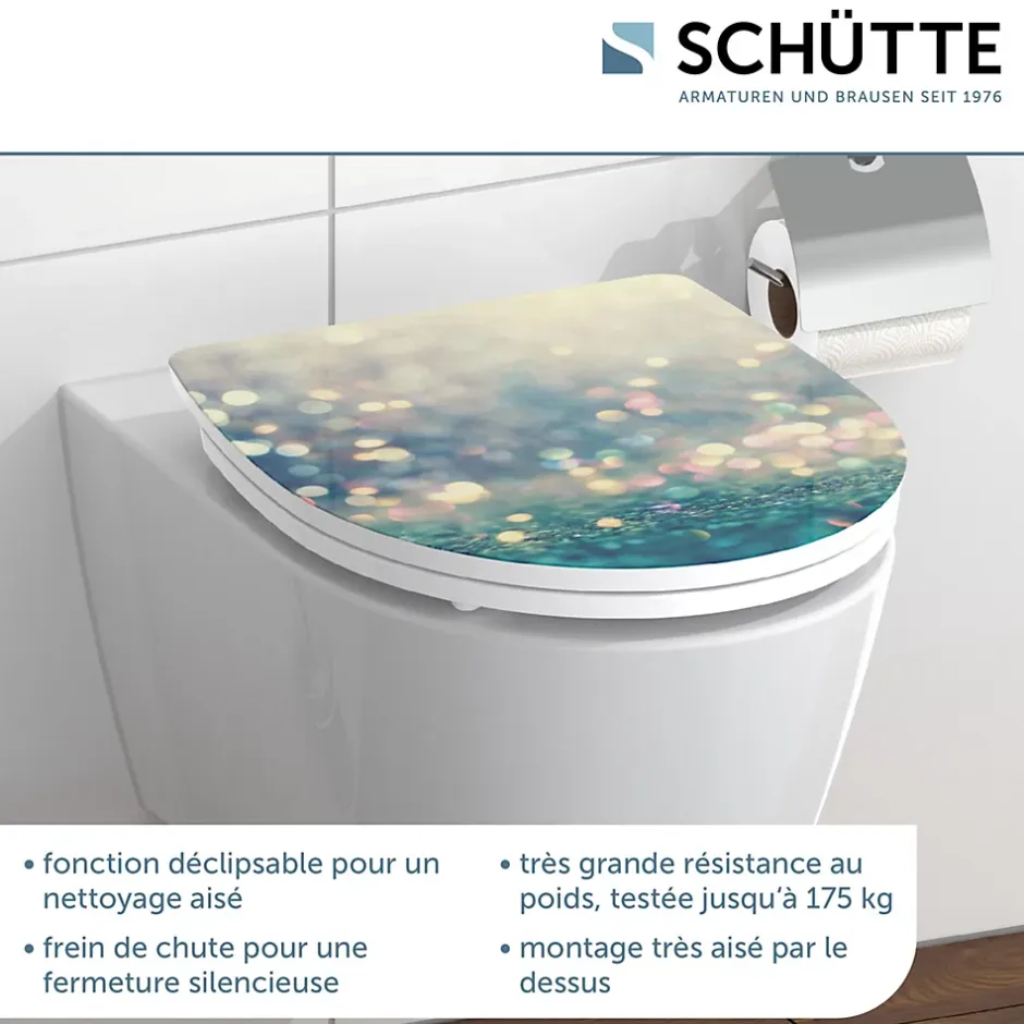 Schütte Abattant WC en duroplast gloss MAGIC LIGHT avec frein de chute Turquoise