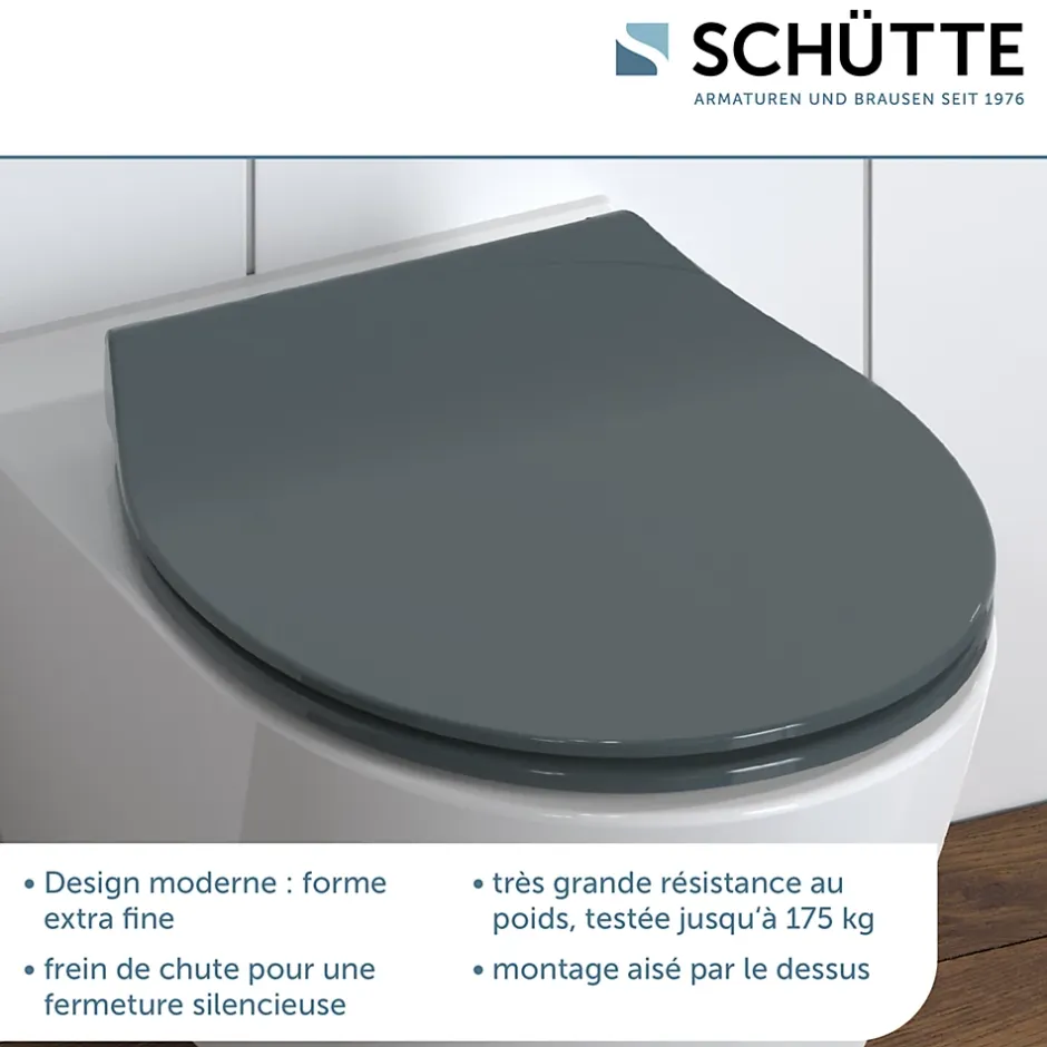 Schütte Abattant WC extra fin en duroplast SLIM avec frein de chute Anthracite