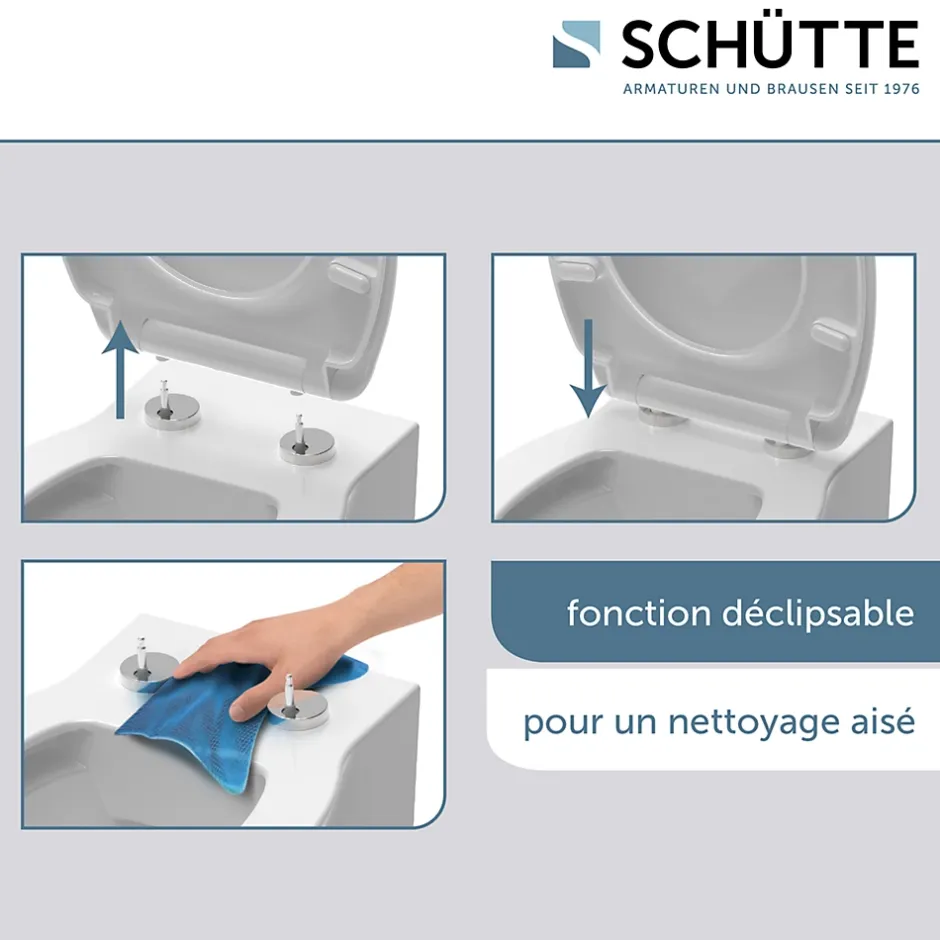 Schütte Abattant WC extra fin en duroplast SLIM avec frein de chute Blanc* Abattant Wc
