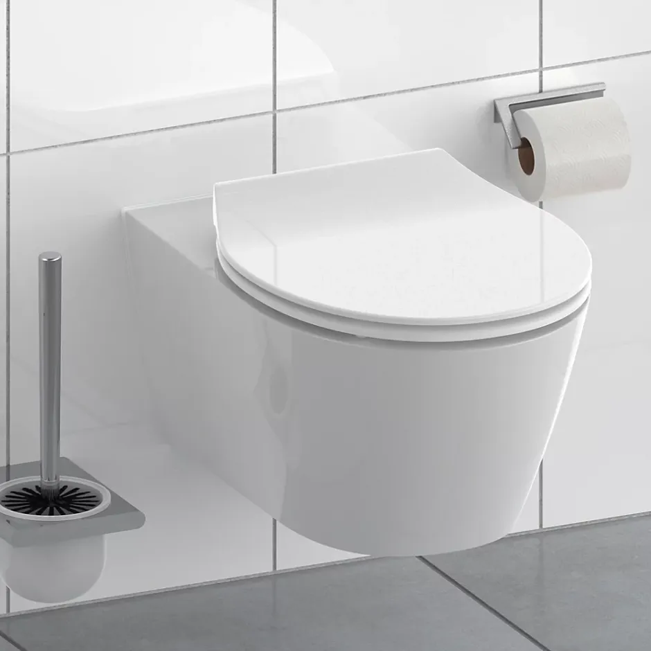Schütte Abattant WC extra fin en duroplast SLIM avec frein de chute Blanc* Abattant Wc
