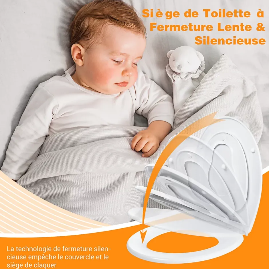 Todot Abattant WC Familial avec Siège Enfant Magnétique Retirable et Frein de Chute