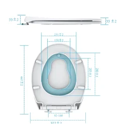Todot Abattant WC Familial forme Ovale avec Siège Enfant Bleu Magnétique Retirable et Frein de Chute* Abattant Wc